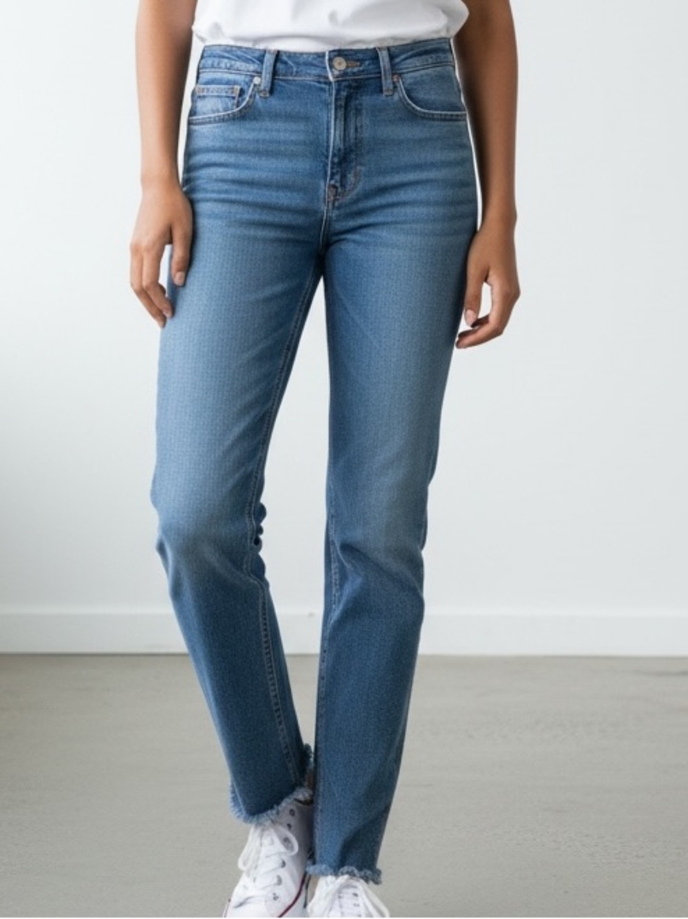 MOTHER The Tomcat Ankle Fray Jeans Size 27 High Rise Straight Stretch